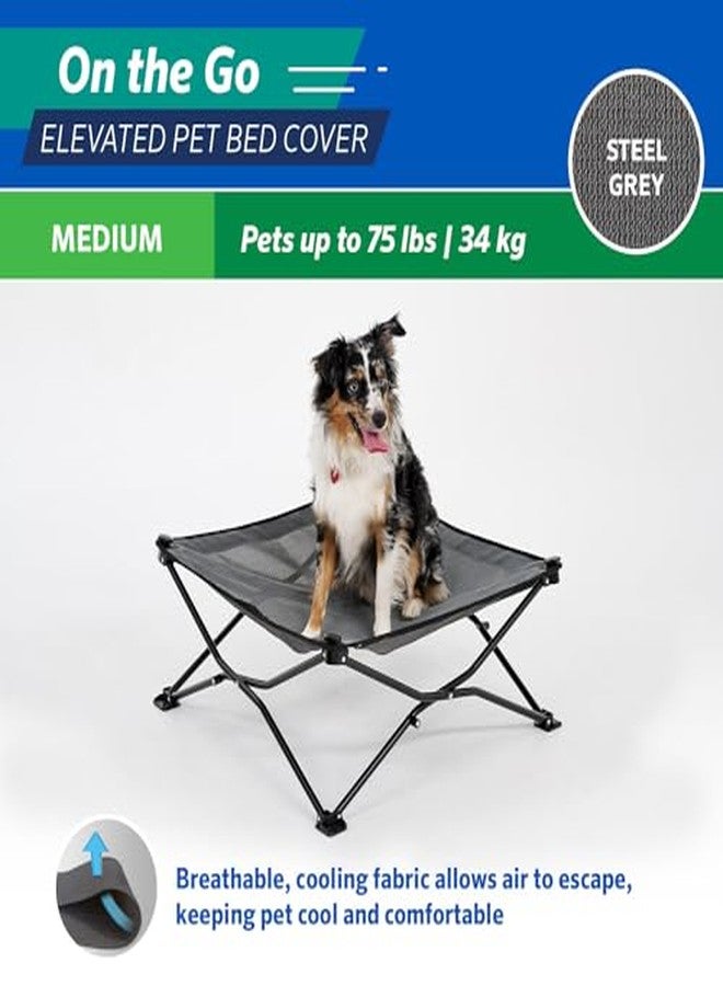 Coolaroo On The Go Cooling Elevated Dog Bed Replacement Cover, Portable for Travel & Camping, Collapsible for Storage, Medium, Steel Grey - Image 5