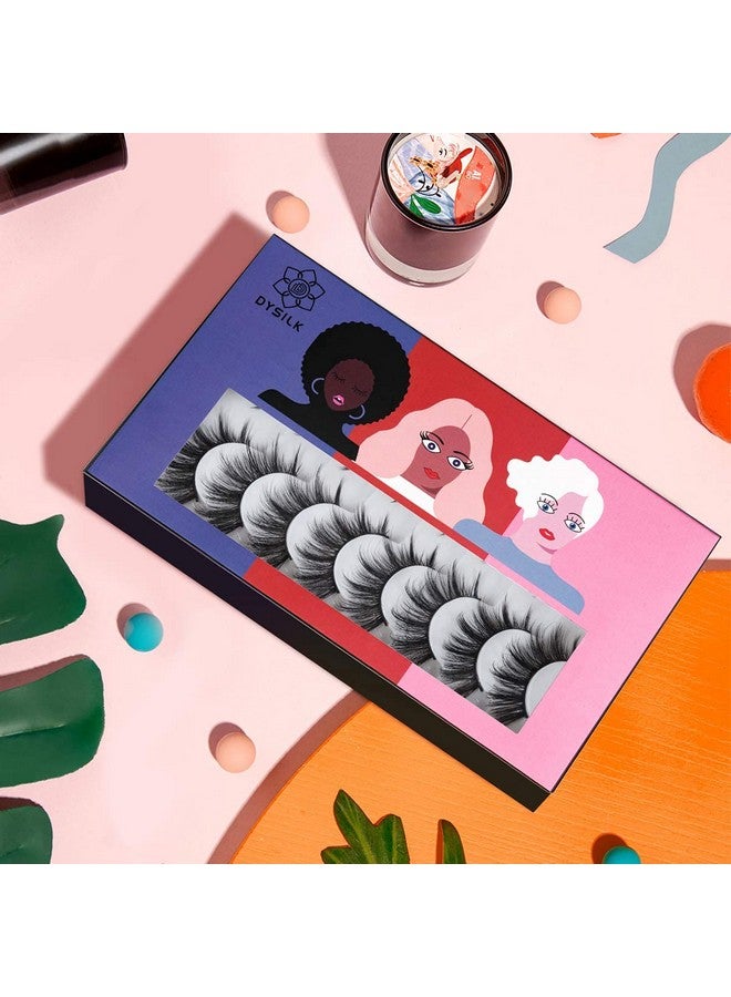 DYSILK Eyelashes Natural Look 8 Pairs 5D Lashes 17Mm Mink Eyelashes Fluffy Lashes Pack Cat Eye Soft Reusable - Image 5