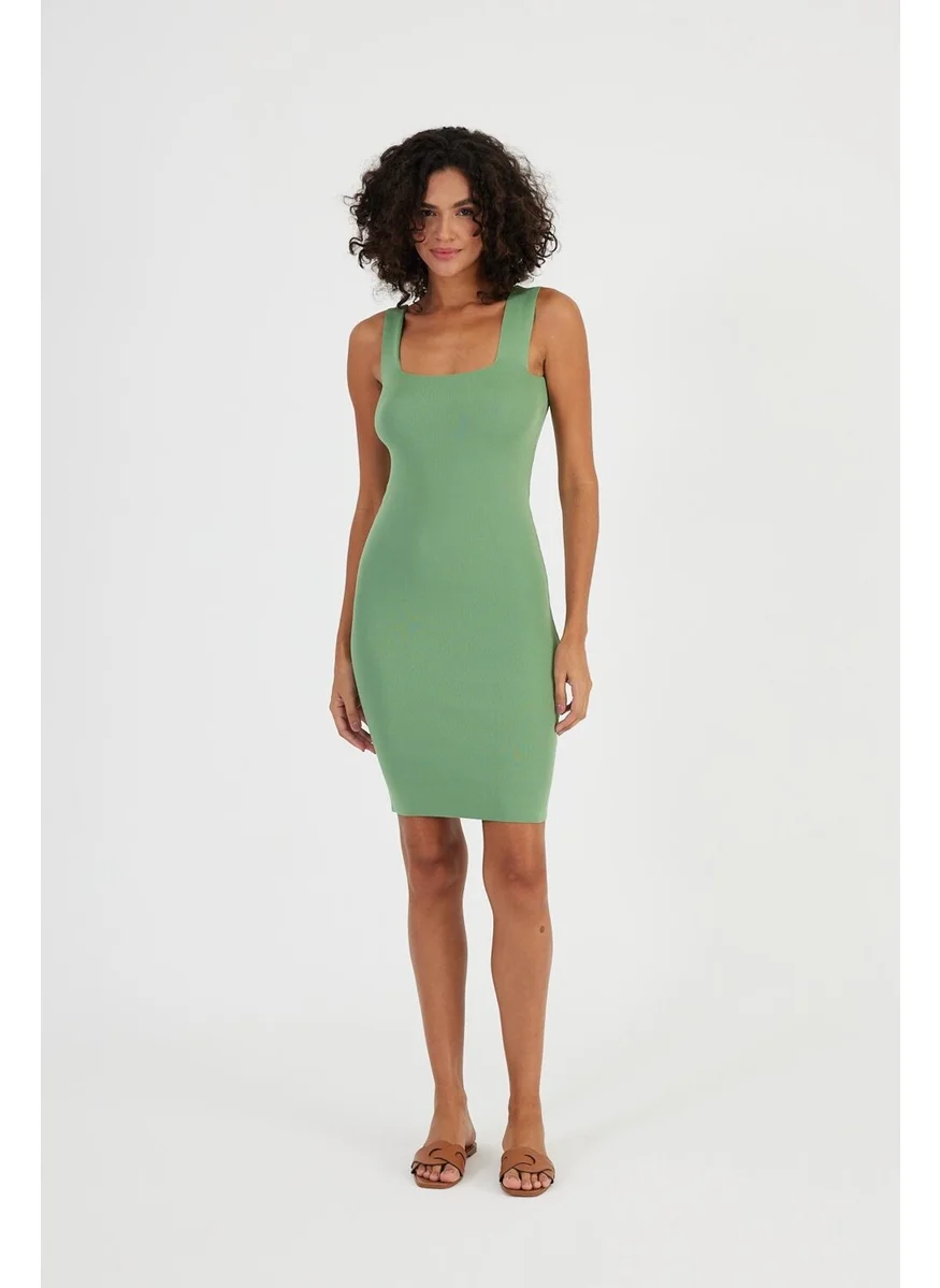 الكسندر جاردي Alexandergardı Square Collar Strappy Knitwear DRESS(A90827)