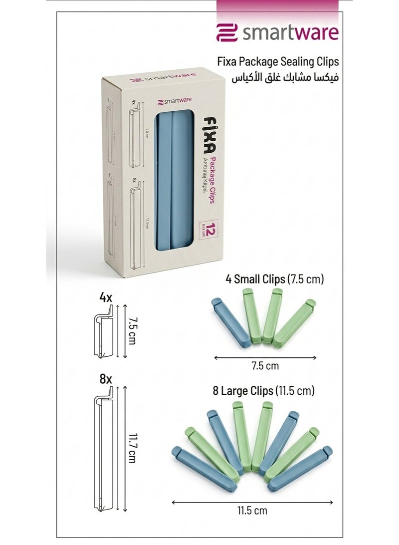 Smartware Turkey Fixa Package Sealing Clips - Set of 12 (Multi-Size) - Smart Food Preservation Solution. - Image 1