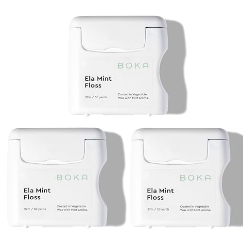 Boka Ela Mint Expandable Woven Dental Floss, Made from Natural Vegetable Wax, Teflon-Free and Petroleum-Free, 30 Yards of Waxed Floss (Pack of 3) - Image 1