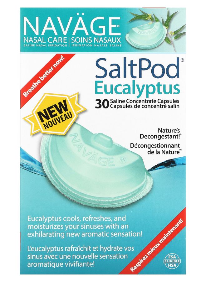 Navage Nasal Care Saline Nasal Irrigation SaltPod Eucalyptus 30 Saline Concentrate Capsules