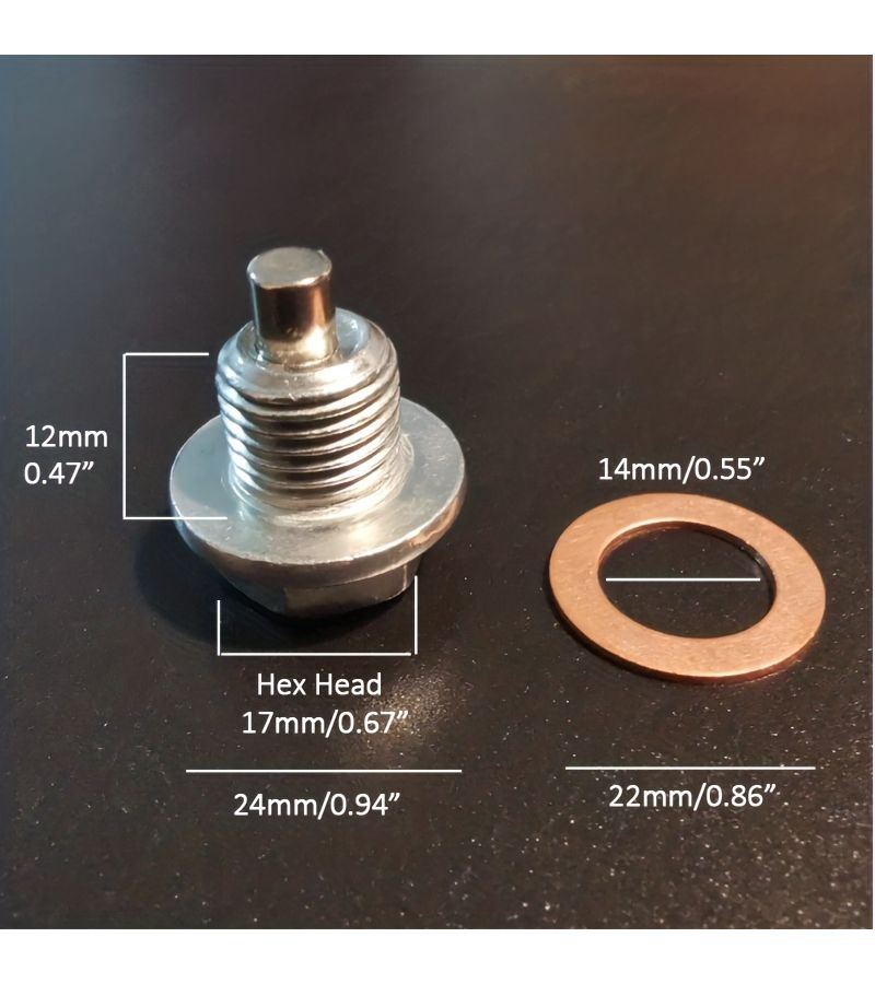 M14x1.5mm Magnetic Engine Oil Drain Plug With Gasket For Honda Accord Civic CR-V Odyssey Acura Ford GM Mazda Hyundai Kia Audi RAM Yamaha Polaris Triumph Motorcycles And More Vehicles - Image 3