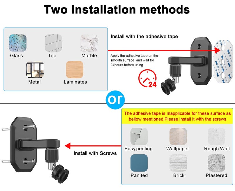 AISVAN 2Pack Adhesive Wall Mount Adjustable Security Wall Mount Bracket for Blink Outdoor 4 (4th Gen) / (3rd Gen), Blink XT / XT2, Blink Mini, Perfect View Angle for Your Blink Surveillance Camera - Image 4