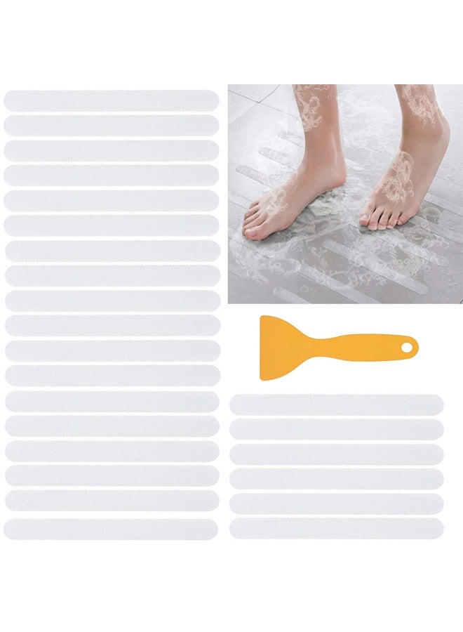 GUSGU Anti Slip Shower Stickers, 48 PCS Safety Bathtub Strips Adhesive Decals, Bathtub Non Slip Stickers and Scraper for Bath Tub, Shower Floor, Stairs, Ladders Clear ﻿ - Image 1