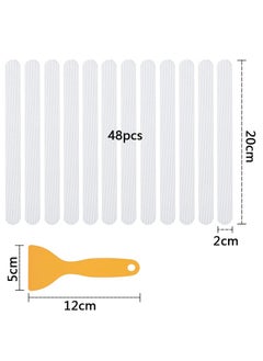 GUSGU Anti Slip Shower Stickers, 48 PCS Safety Bathtub Strips Adhesive Decals, Bathtub Non Slip Stickers and Scraper for Bath Tub, Shower Floor, Stairs, Ladders Clear ﻿  - Image 2