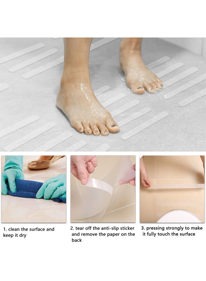 GUSGU Anti Slip Shower Stickers, 48 PCS Safety Bathtub Strips Adhesive Decals, Bathtub Non Slip Stickers and Scraper for Bath Tub, Shower Floor, Stairs, Ladders Clear ﻿ - Image 4