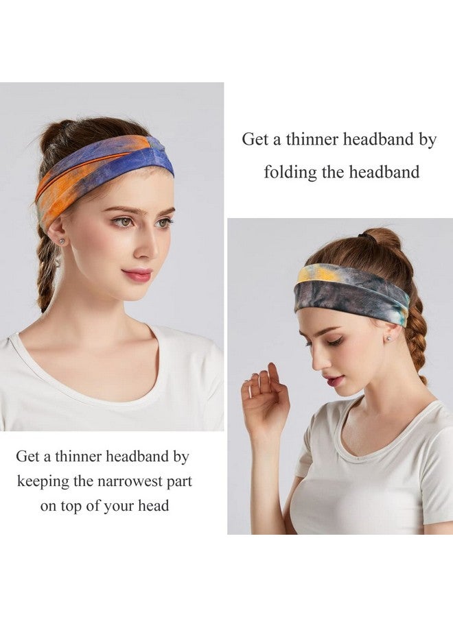 Nariele Headbands For Women Workout Wide Headband Yoga Head Bands For Women'S Hair Accessories Girls Fashion Band Tie Dye 6 Pack - Image 3
