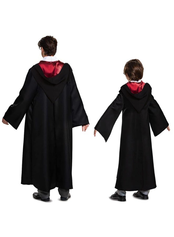 GGEROU Wizard Robe Costume Cosplay Set for Kids and Adults Dress Up Accessory with Striped Tie Glasses Frame Wizard Hat Magic Wand Pendant - Image 3