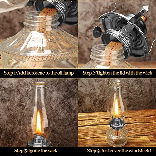 Tuanse 2 Pcs Oil Lamps for Indoor Use Vintage Hurricane Emergency Glass Oil Lamps Large Lantern Classic Decorative Oil Lamp for Home Tabletop Emergency Lighting Supplies (Clear, Black) - Image 4
