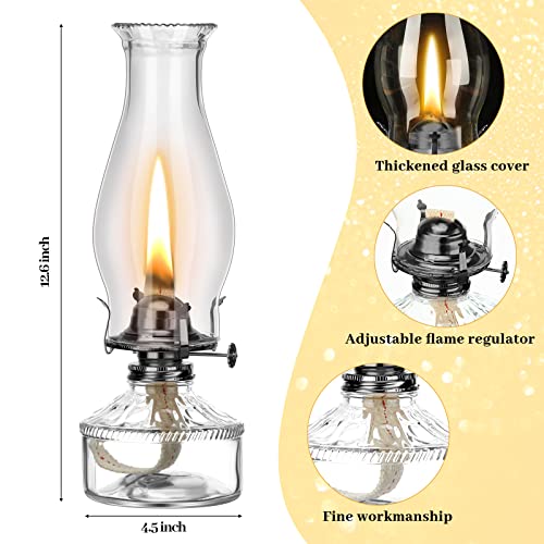 Tuanse 2 Pcs Oil Lamps for Indoor Use Vintage Hurricane Emergency Glass Oil Lamps Large Lantern Classic Decorative Oil Lamp for Home Tabletop Emergency Lighting Supplies (Clear, Black) - Image 2