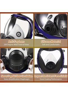 Verci 27 in 1 Silicone Full Face Respirator Mask, Reusable Pull-On Design for Gas, Paint, Chemical, Woodworking, Dust Protection Spherical Reusable Facepiece with Filter Cartridges  - Image 3