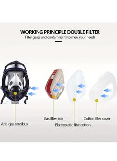 Verci 27 in 1 Silicone Full Face Respirator Mask, Reusable Pull-On Design for Gas, Paint, Chemical, Woodworking, Dust Protection Spherical Reusable Facepiece with Filter Cartridges  - Image 5