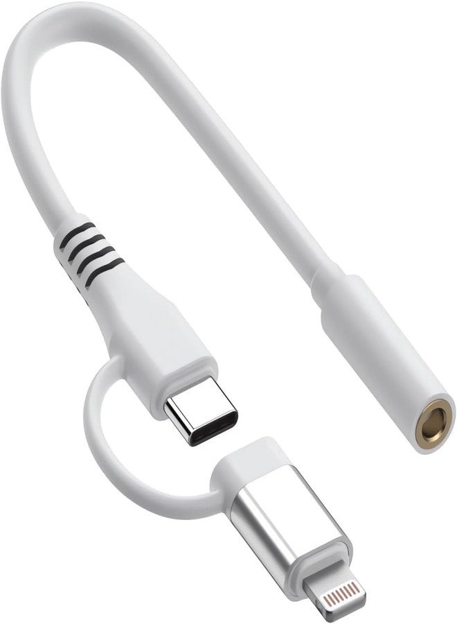CREHAO [معتمد من Apple MFi] محول Lightning إلى مقبس سماعة رأس 3.5 مم، سماعات آيفون Aux صوتية + محول USB Type C إلى مقبس 3.5 مم أنثوي لهواتف آيفون 16 15 14 13 برو ماكس 12 11 XS XR 8 بدون مكالمات - Image 1