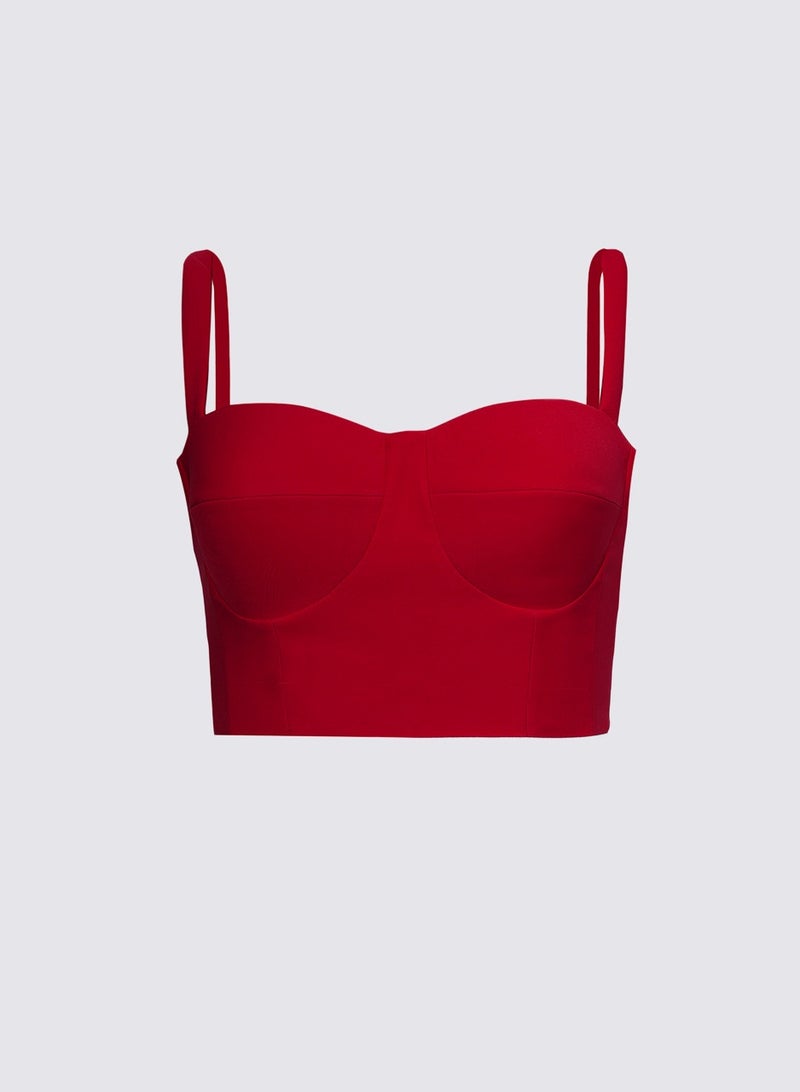 NIVA FASHION HOUSE Red Corset Crop Top  - Image 1