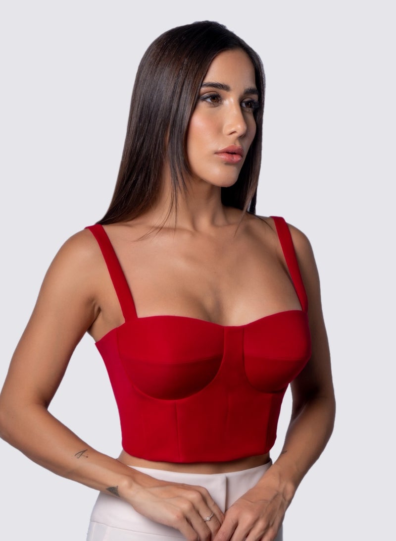 NIVA FASHION HOUSE Red Corset Crop Top  - Image 2