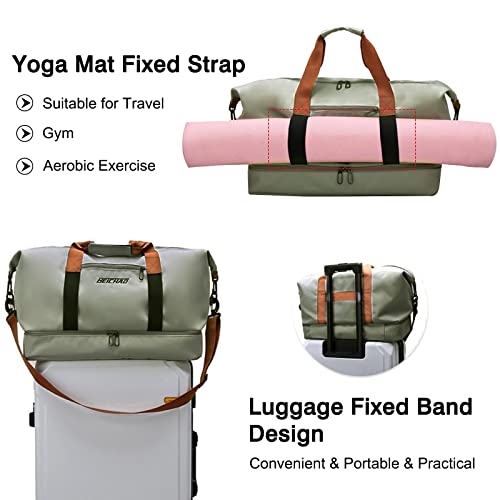 FANDARE Travel Handbag Sports Gym Bag Weekender Carry On Overnight Bags for Women Men Duffle bag Sport Workout Gym Swim Hospital Shoulder Bag with Luggage Sleeve & Shoe Compartment Light Gray - Image 4