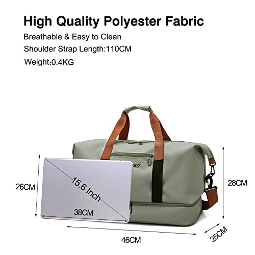 FANDARE Travel Handbag Sports Gym Bag Weekender Carry On Overnight Bags for Women Men Duffle bag Sport Workout Gym Swim Hospital Shoulder Bag with Luggage Sleeve & Shoe Compartment Light Gray - Image 3