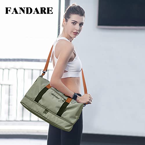 FANDARE Travel Handbag Sports Gym Bag Weekender Carry On Overnight Bags for Women Men Duffle bag Sport Workout Gym Swim Hospital Shoulder Bag with Luggage Sleeve & Shoe Compartment Light Gray - Image 2