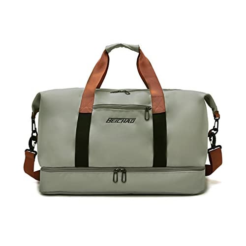 FANDARE Travel Handbag Sports Gym Bag Weekender Carry On Overnight Bags for Women Men Duffle bag Sport Workout Gym Swim Hospital Shoulder Bag with Luggage Sleeve & Shoe Compartment Light Gray - Image 1
