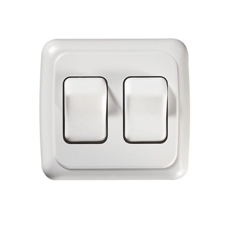 RV Designer S533, Contoured Wall Switch, Includes Base and Bezel, On / Off, Double, White, DC Electrical - Image 5