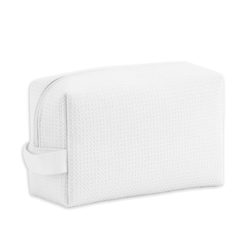 DYSHAYEN Waffle Makeup Pouch Bag, Small Travel Cosmetic Bag, Gifts for Women Bridesmaid,Wedding,Christmas (White) - Image 1