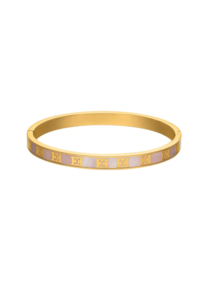 ESCADA Eliza Bangle for Women Pink Mother-of-Pearl Finish, Signature Logo, Distinctive Luxury and Refined Elegance