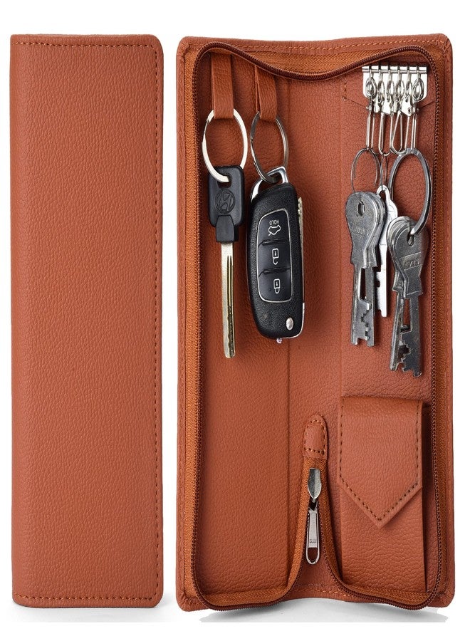 essart PU Leather Key Case Pouch Wallet Keychain Key pouch holder Men & Women Key Pouch Holder, Bank Locker Key Pouch with 6 Hooks Zipper Closure - Image 2