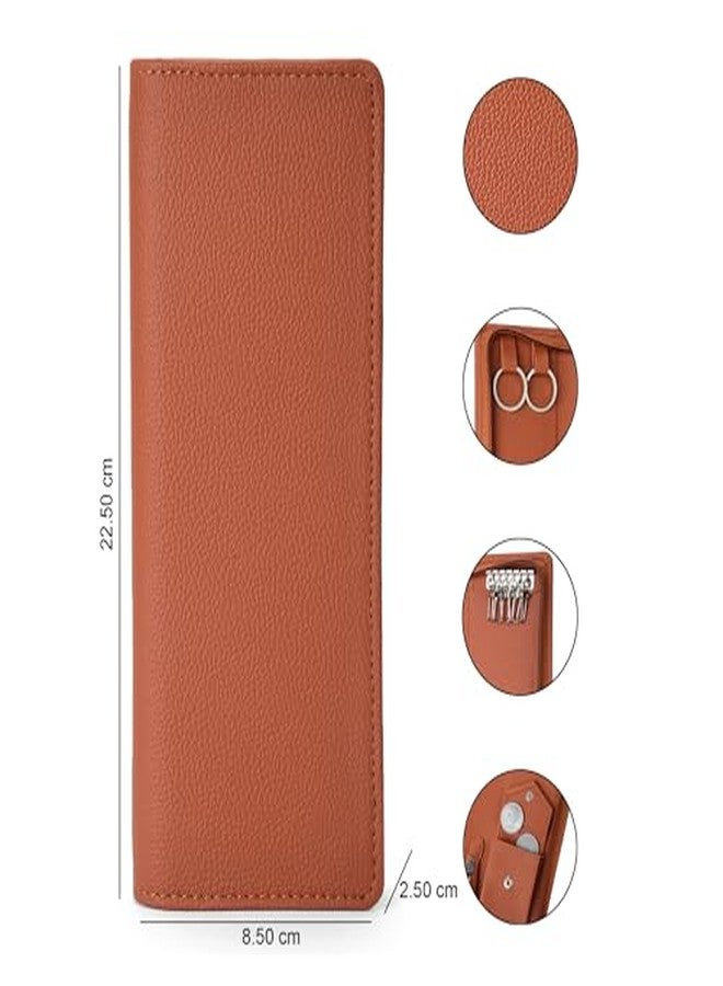 essart PU Leather Key Case Pouch Wallet Keychain Key pouch holder Men & Women Key Pouch Holder, Bank Locker Key Pouch with 6 Hooks Zipper Closure - Image 3