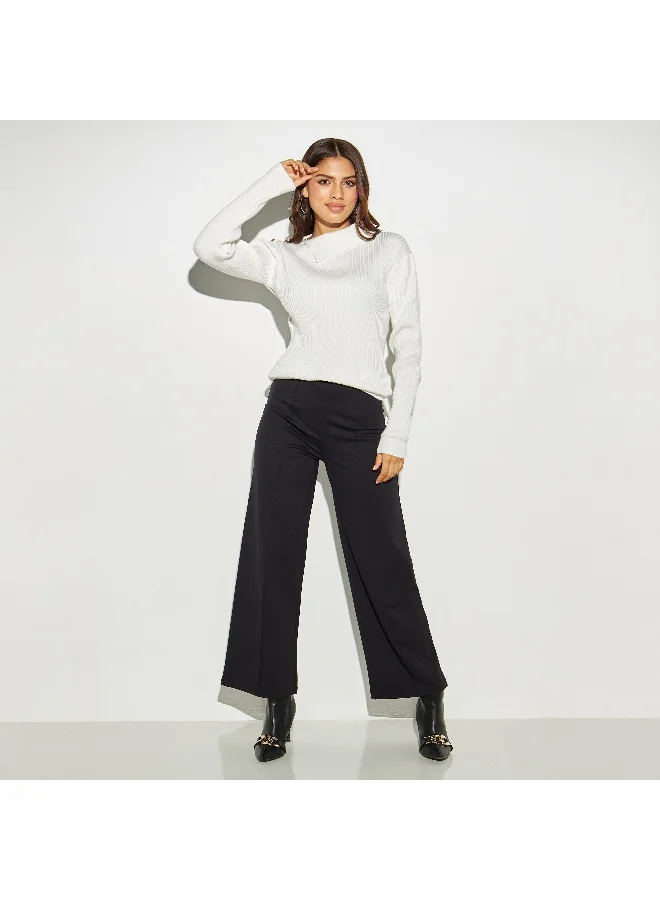 Iconic Iconic Textured Sweater with Button Detail and Long Sleeves