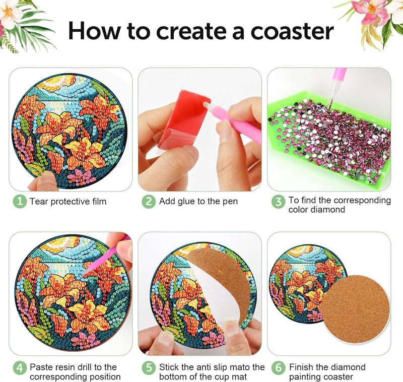 ميوثان 8 قطع طقم مساند فن الماس - طقم مساند رسم الماس زهور مع حامل ووسائد فلين DIY طقم مسا��د ماسية زهور للمبتدئين البالغين مستلزمات الحرف اليدوية - Image 5