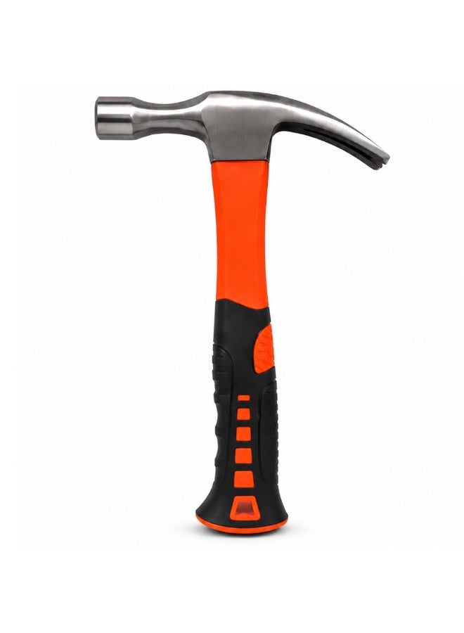 Maxton 16 oz Claw Hammer with Fiberglass Handle, Heavy Duty Steel Hammer for Construction, Carpentry, Woodworking, Nail Pulling, Home Repairs, DIY Projects, Shock Absorbing Non-Slip Grip, Professional Hand Tool - Multicolour - Image 1