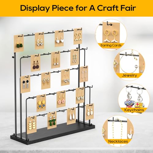 ORLESS Jewelry Display for Vendors Earring Display Stand for Selling Necklace Display Holder for Selling Earring Cards Organizer for Bracelets Rings Jewelry Towers Black 35 Hooks - Image 3