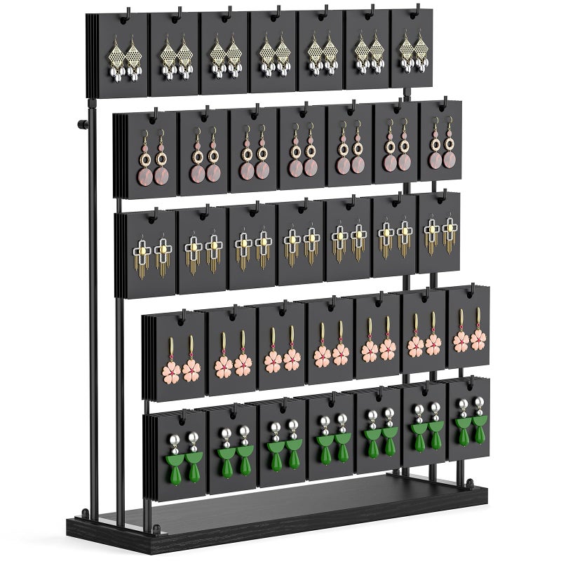 ORLESS Jewelry Display for Vendors Earring Display Stand for Selling Necklace Display Holder for Selling Earring Cards Organizer for Bracelets Rings Jewelry Towers Black 35 Hooks - Image 2