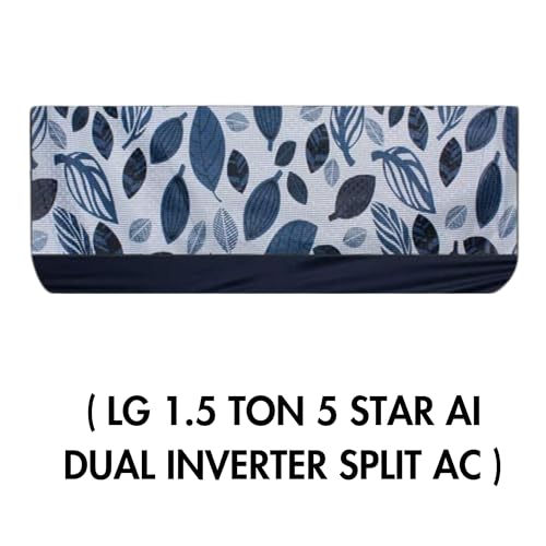 Da Anushi Polyester Split Ac Cover Set Of Indoor And Outdoor Unit Compatible With Lg 1.5 Ton 5 Star Ai Dual Inverter Split Ac, Attractive Digital Prints/Dustproof/Water Resistant (Blue Leaf) - Image 2