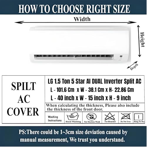 Da Anushi Polyester Split Ac Cover Set Of Indoor And Outdoor Unit Compatible With Lg 1.5 Ton 5 Star Ai Dual Inverter Split Ac, Attractive Digital Prints/Dustproof/Water Resistant (Blue Leaf) - Image 3