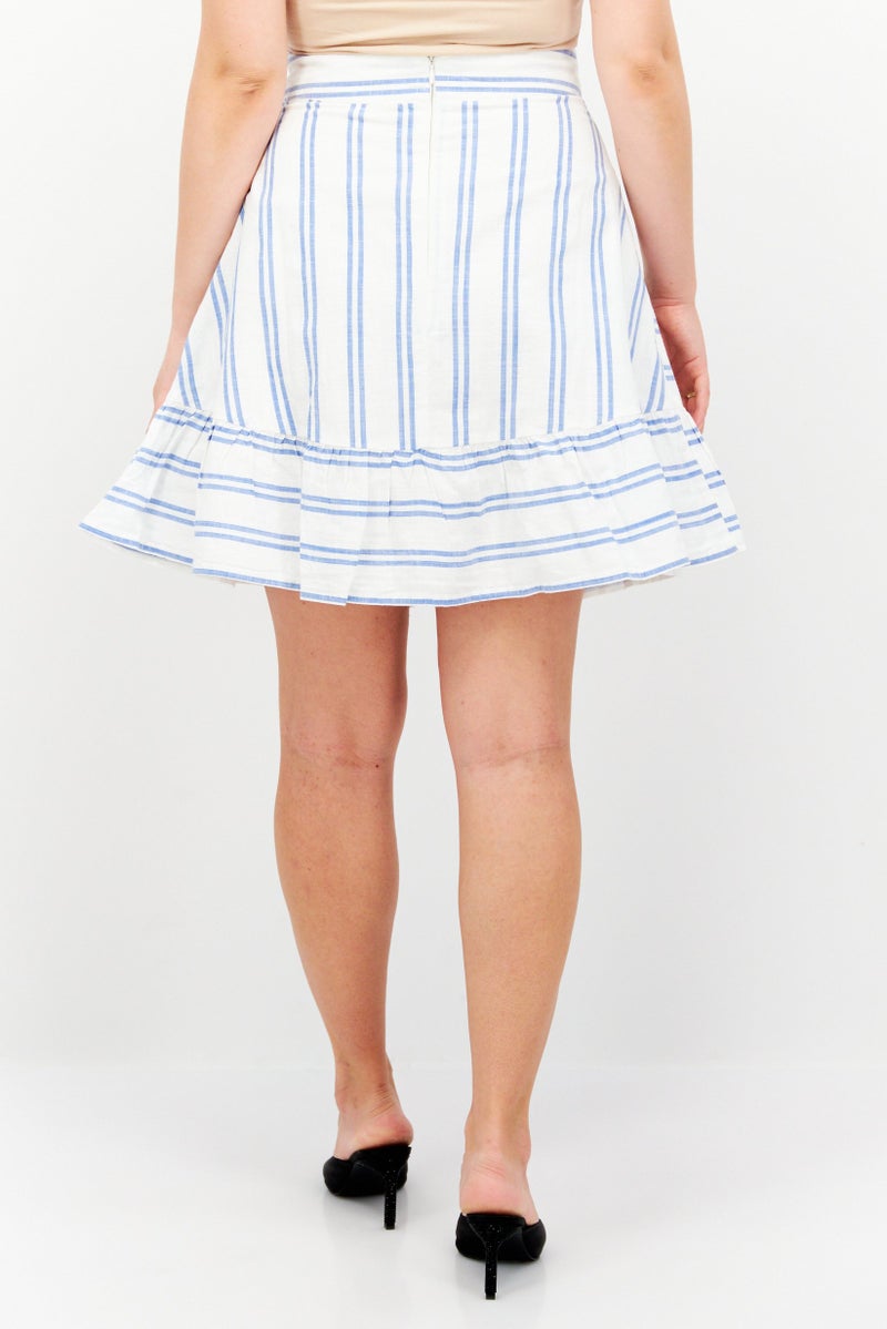 ESPRIT Women Stripe Mini Skirts, White - Image 2