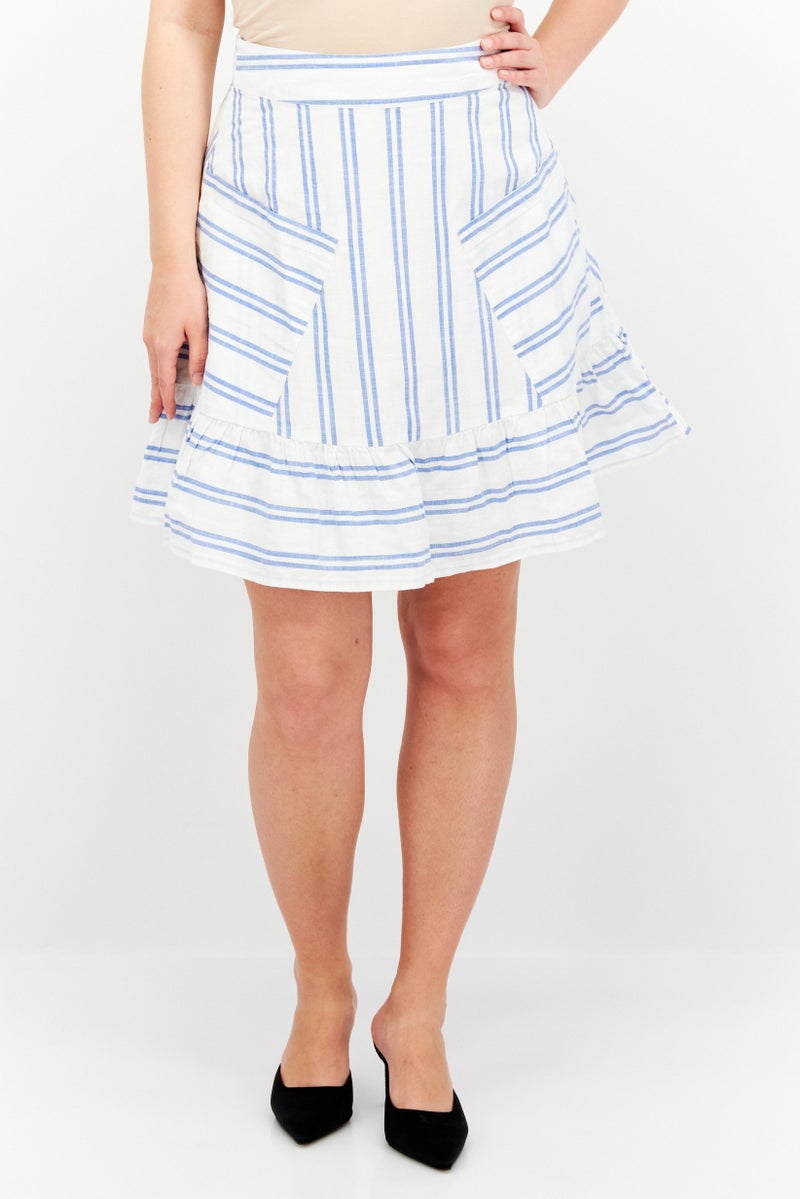 ESPRIT Women Stripe Mini Skirts, White - Image 1