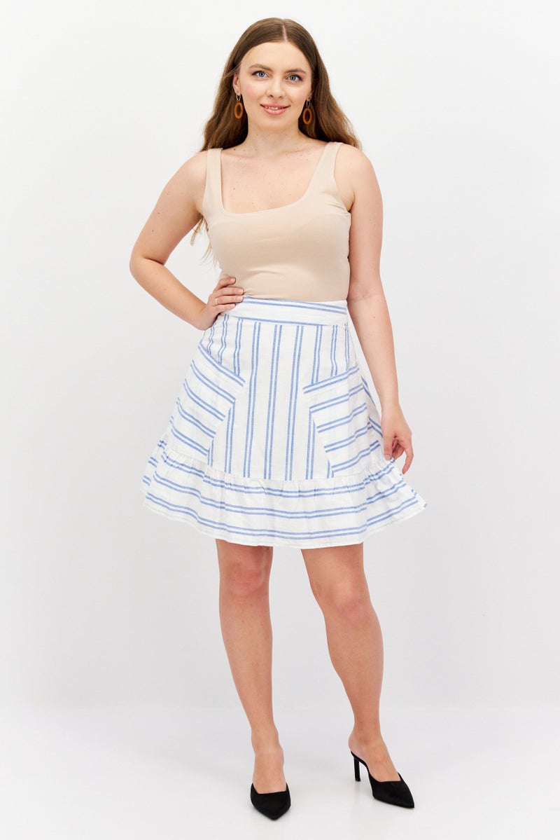 ESPRIT Women Stripe Mini Skirts, White - Image 3