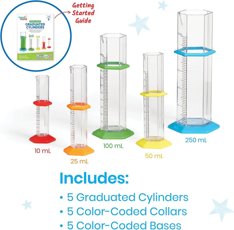 hand2mind Hand2mind Starter Science Graduated Cylinder Set Science Lab Equipment for Kids Measuring Toys Educational Science Kits Chemistry Set Science Supplies for Classroom Set of 5 - Image 2