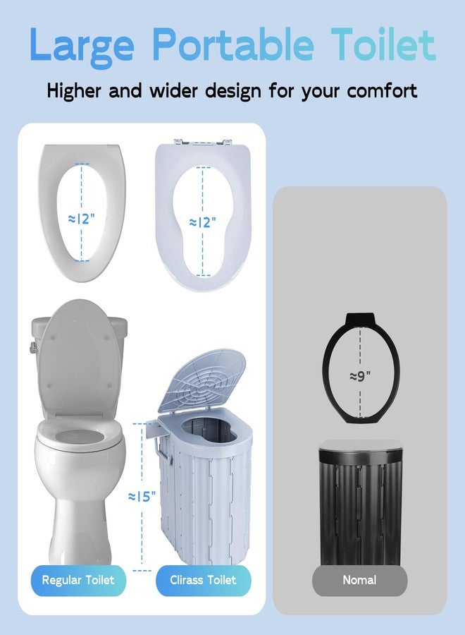 Clirass Portable Camping Toilet for Adults,15" Portable Outdoor Folding Tall Toilet with Lid and Paper Holder,Compact Potty for RV,Truck,Camp,Hiking (Grey) - Image 3