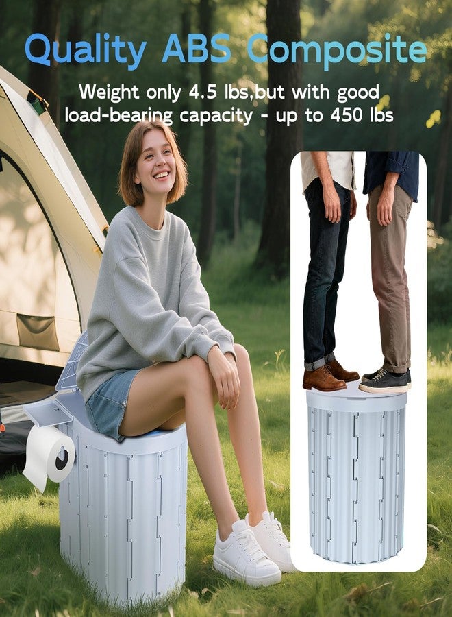 Clirass Portable Camping Toilet for Adults,15" Portable Outdoor Folding Tall Toilet with Lid and Paper Holder,Compact Potty for RV,Truck,Camp,Hiking (Grey) - Image 1