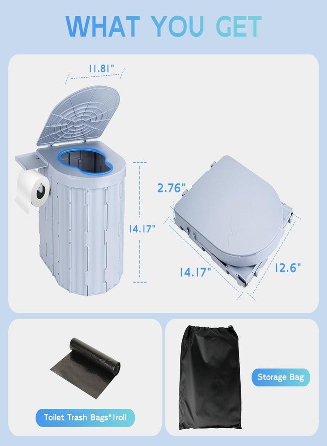 Clirass Portable Camping Toilet for Adults,15" Portable Outdoor Folding Tall Toilet with Lid and Paper Holder,Compact Potty for RV,Truck,Camp,Hiking (Grey) - Image 5