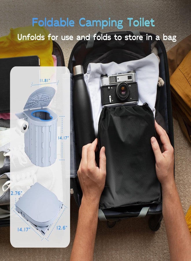 Clirass Portable Camping Toilet for Adults,15" Portable Outdoor Folding Tall Toilet with Lid and Paper Holder,Compact Potty for RV,Truck,Camp,Hiking (Grey) - Image 4