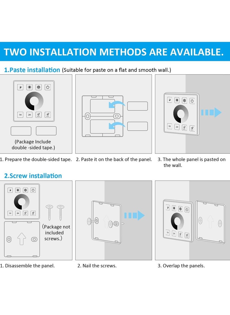 Y&D - Wall Mounted LED Controller, Touch Panel Dimmer Controller for Single Color Strips, Suitable DC5V 12V 24V 30A Systems, Effortlessly Adjust Brightness - Image 1