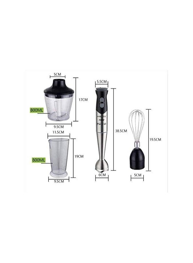 Sokany Hand Blender Stainless Steel 1000 Watt 4 in 1 (Cup + Kebab + Hand + Egg Beater) SK-758-4N  - Image 2