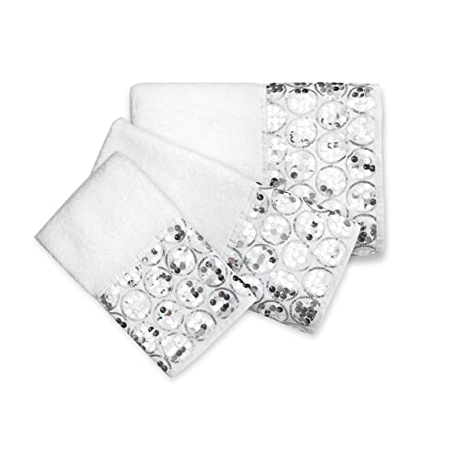 Popular Bath Sinatra Modern Bathroom Towel Set 3 Piece Hand and Wash Towel Luxury Contemporary Decor Bling Bath Towel Sets Soft, Plush and Highly Absorbent, White - Image 2