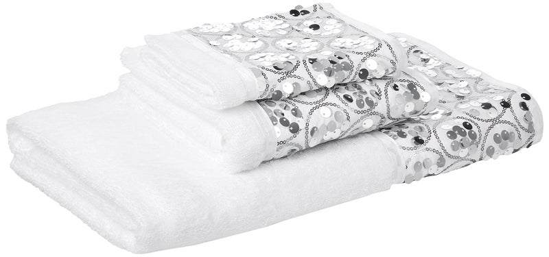 Popular Bath Sinatra Modern Bathroom Towel Set 3 Piece Hand and Wash Towel Luxury Contemporary Decor Bling Bath Towel Sets Soft, Plush and Highly Absorbent, White - Image 5