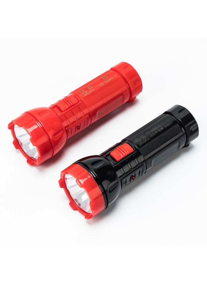 Susen Led Flashlight Rechargeable Strong Light Mini Plastic Home Lighting Small Hotel Fire Emergency Lighting-Color:6669 Black (16.3cm)  - Image 2