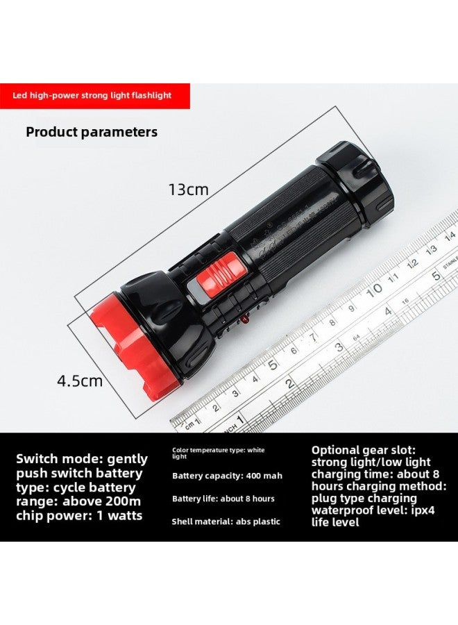 Susen Led Flashlight Rechargeable Strong Light Mini Plastic Home Lighting Small Hotel Fire Emergency Lighting-Color:6669 Black (16.3cm)  - Image 3
